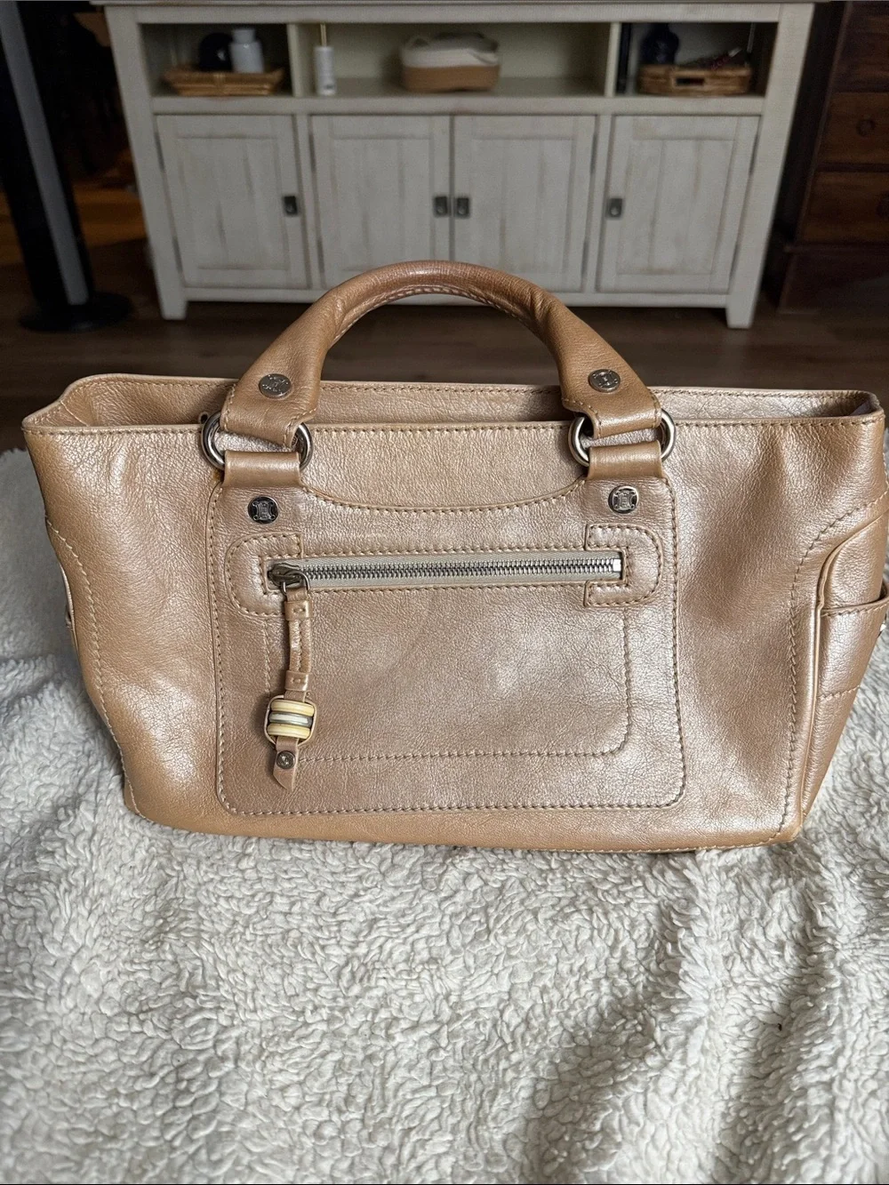 Celine Genuine Leather Top-Handle Women’s Bag in Light Brown